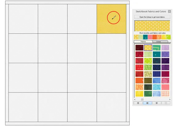 If you want a plain block in your quilt, simply color the empty quilt block space with the Paintbrush tool.