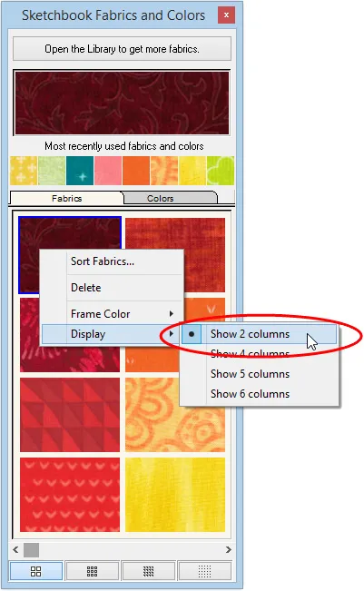 Right-click to display the menu. Point to Display and choose the display options you want.