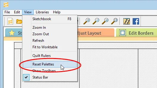 If a palette does not appear, on the menu bar, click VIEW > Reset Palettes.