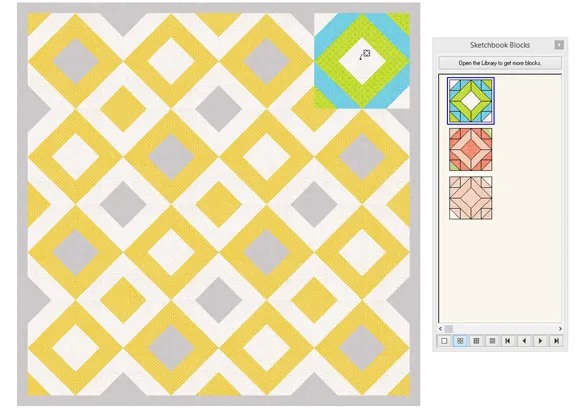 The chosen coloring will be the active coloring of your block. Set the block in your quilt.
