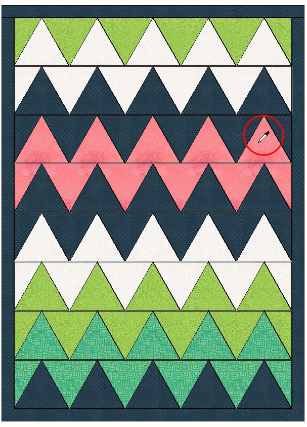 With the Eyedropper tool selected, click a fabric or color in the quilt.