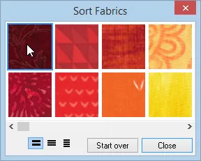 The Sort dialog will appear. Click each fabric in the order you want them to appear in your palette.