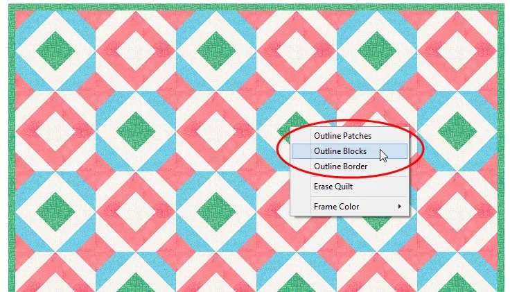 If you do not want the blocks in your quilt to have an outline, click to uncheck this option.