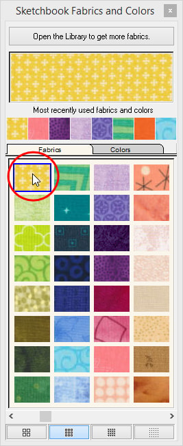 Use the Paintbrush tool to select a color or fabric you'd like to use.