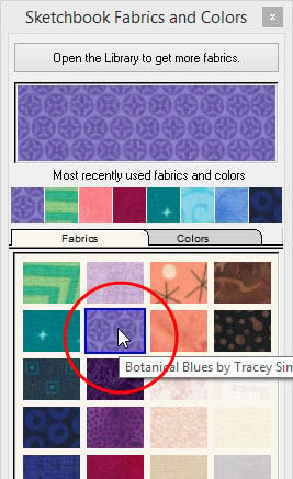 With the Spraycan tool selected, click on the fabric or color you want to use.