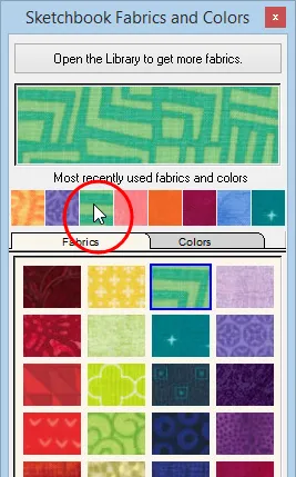 Click on one of these swatches to use a recently used fabric or color.