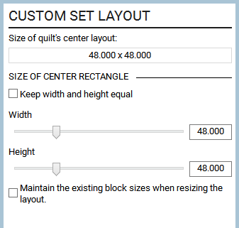 Custom Set Layout palette