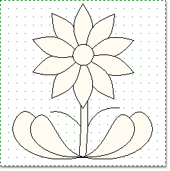 Correct, yet incorrectly drawn: Notice the line segments coming out of the flower's stem. If you want patches, then this is incorrect. But if you want stitching lines, this is correct.