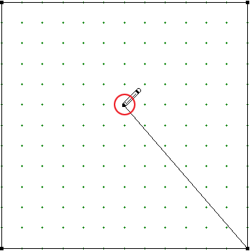 Snaps the line to a grid dot.