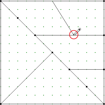 Snaps the line to any location on a line or arc. A grid dot or a node does not need to exist.