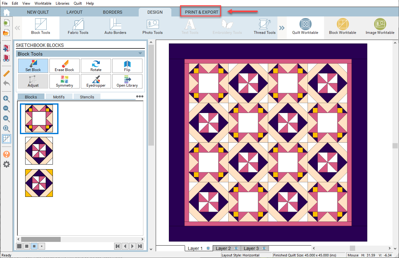12_quiltprint and export